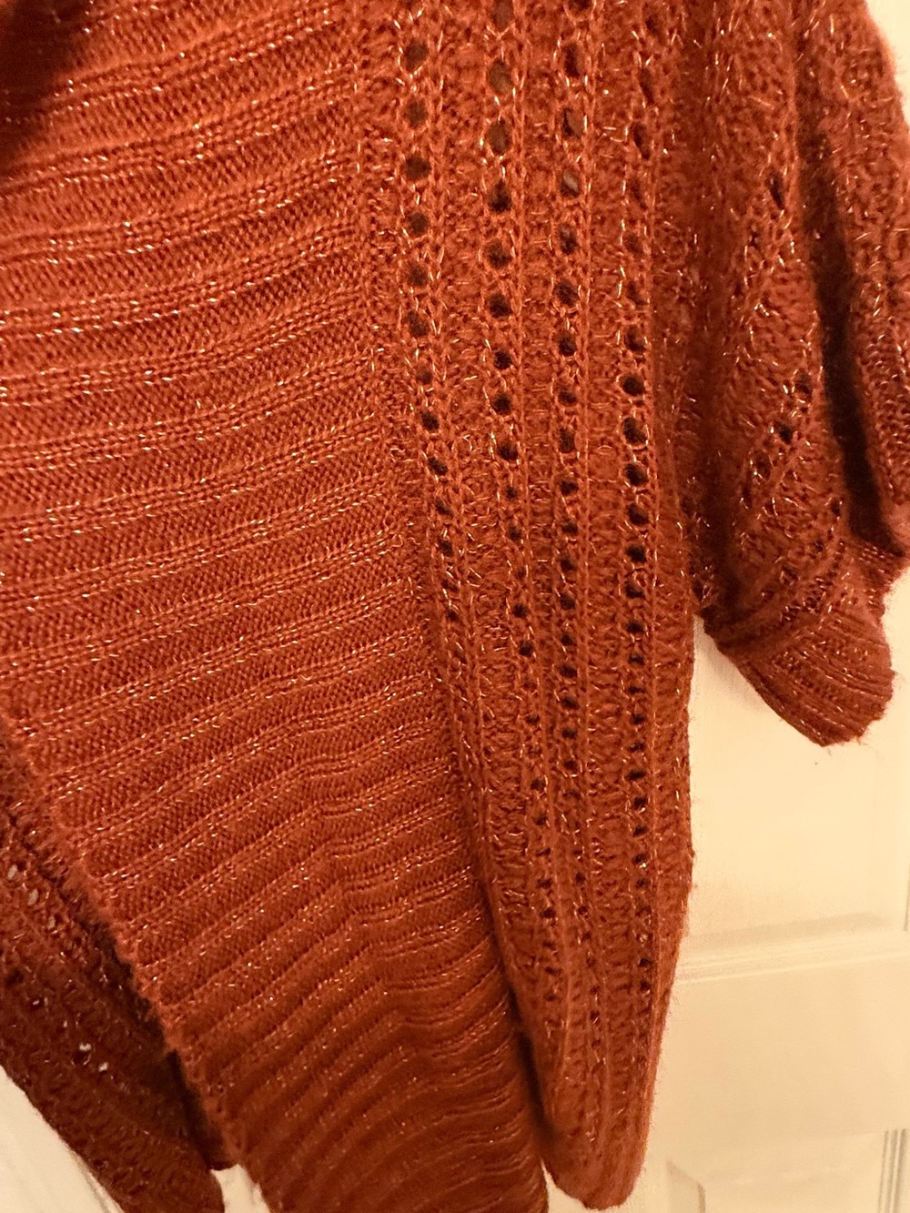 Roz & Ali Rust Open-Front Knit Sweater Cardigan - Picture 7 of 9